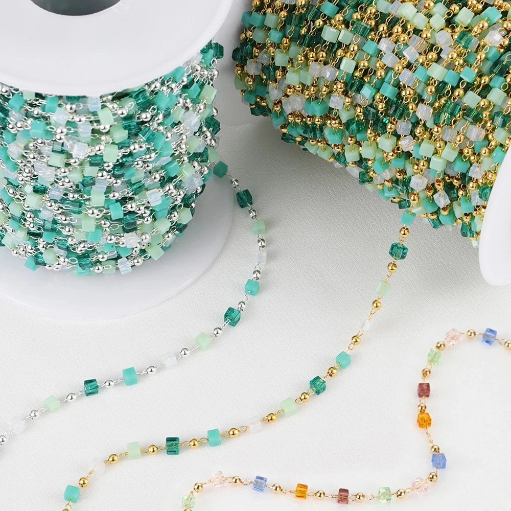 1 metr artystyczne łańcuszki z koralików na naszyjnik Choker KC złoty łańcuszek tworzenia biżuterii DIY kobiety ręcznie robione komponenty wysokiej jakości