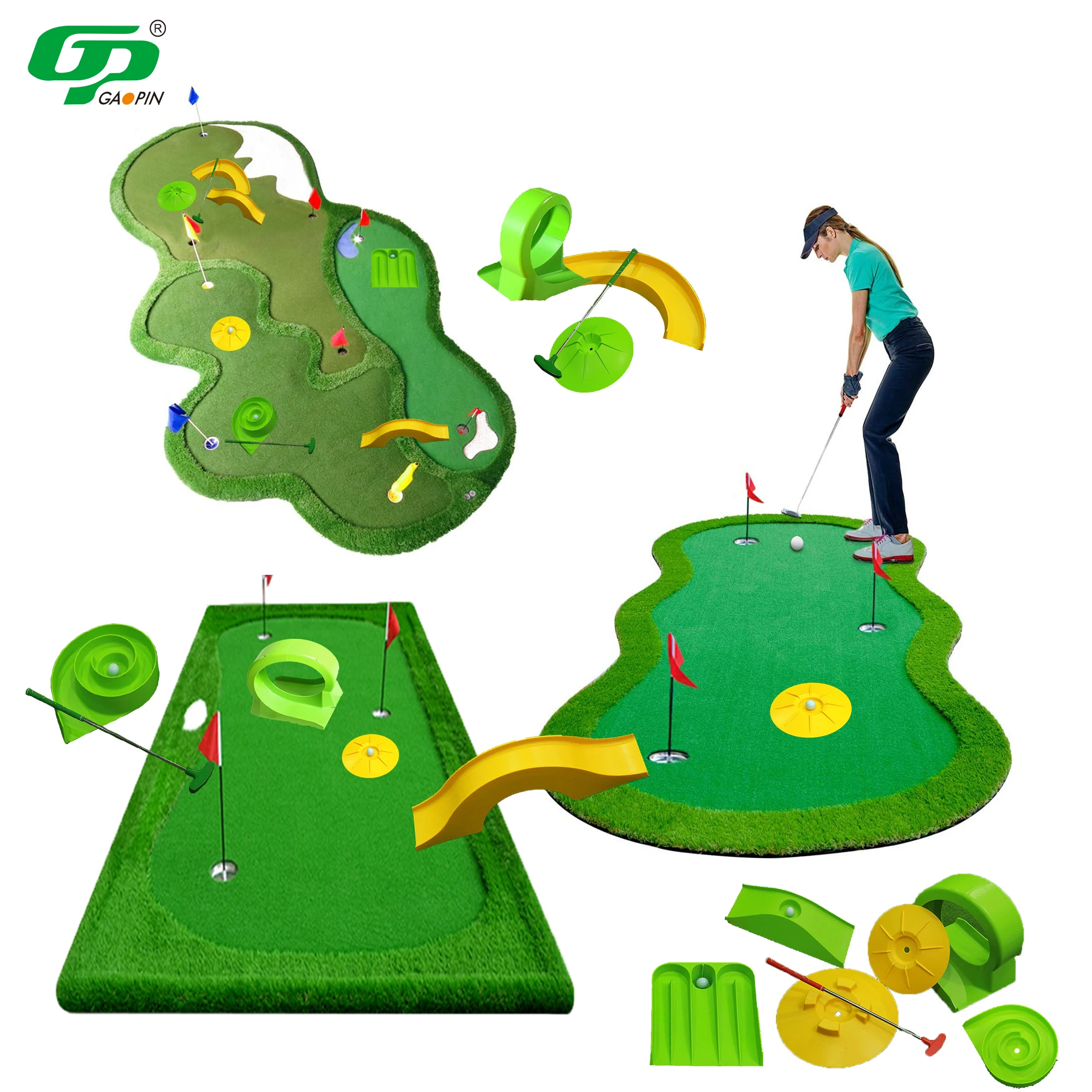 

Набор для мини-гольфа: поле для отработки ударов, препятствия и тренировочное оборудование для детей и взрослых