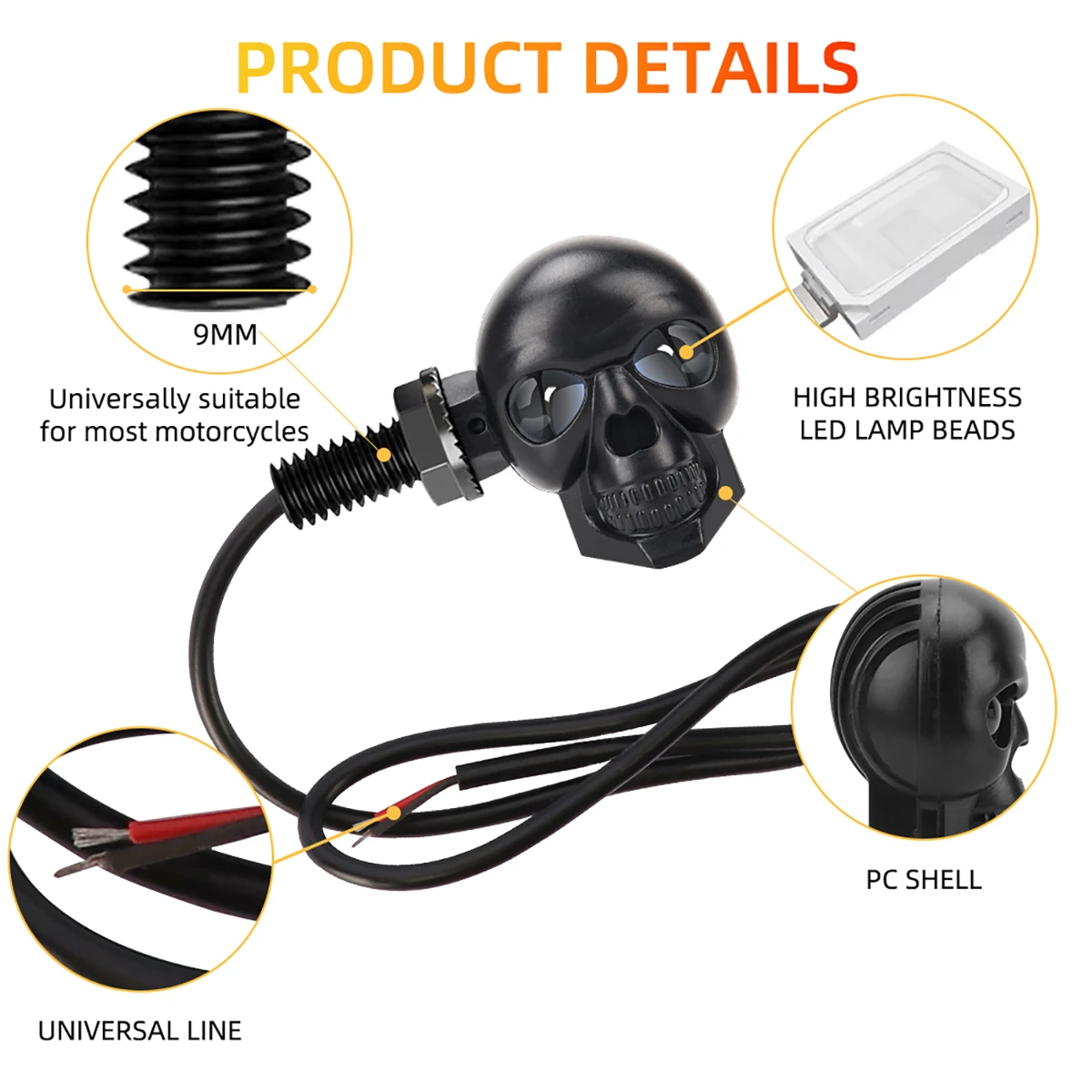 Mini Led Skull Motorcycle Turn Signal Light Blinker Indicators Turn Signal Lamp for Honda Yamaha Kawasaki Honda Dirt Street Bike - view 4