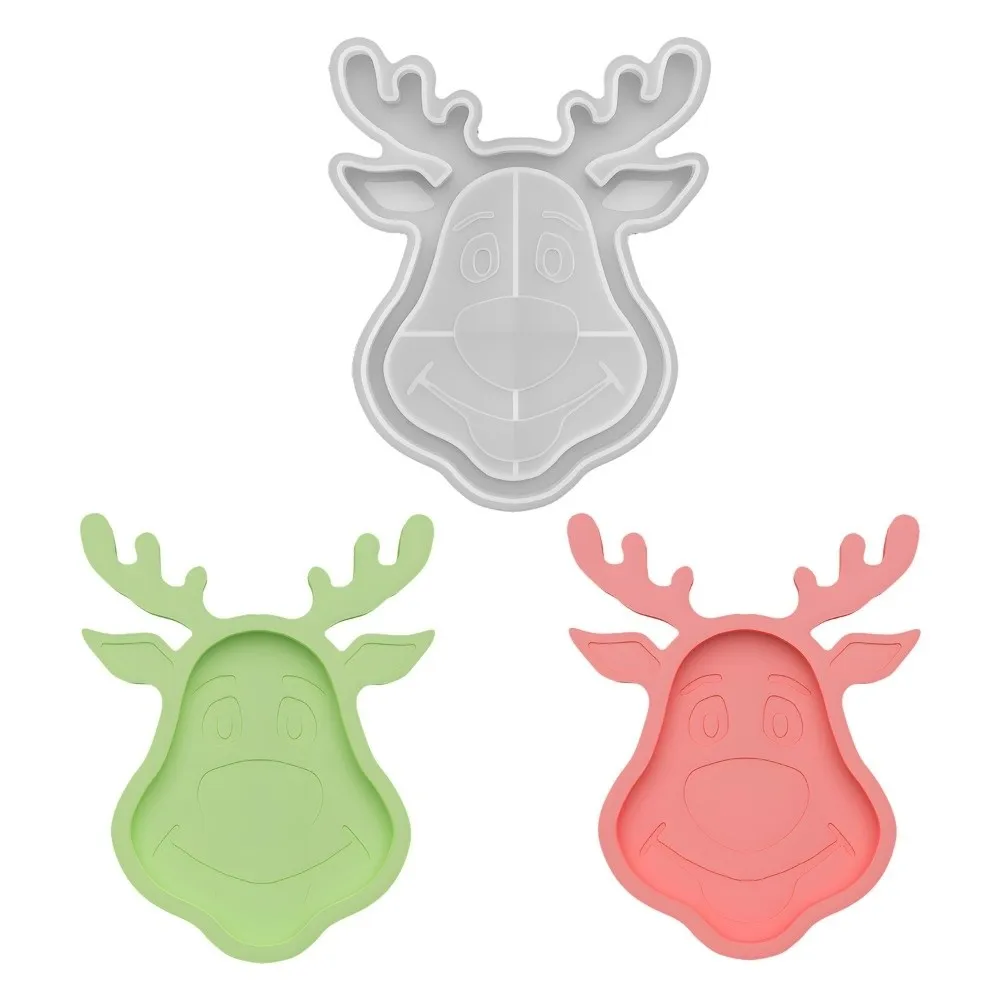 DIY Christmas Tray Mold Multi-purpose Easy Release Xmas Plate Ornament Mold Heat-resistant Non-stick