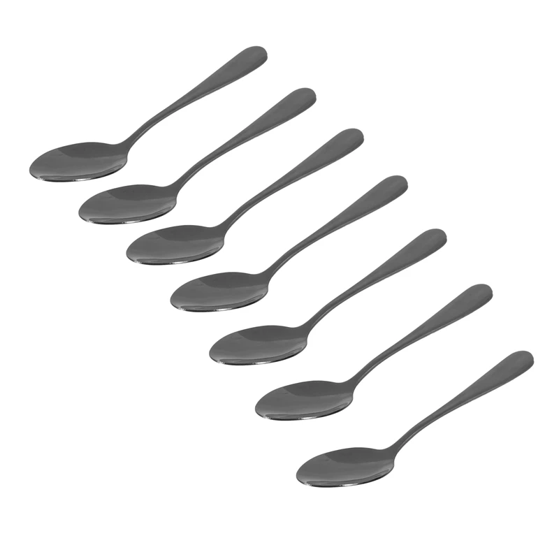 Black Teaspoons Teaspoons, Mini Stainless Steel Cake Spoons, Scoop For Ice Cream, Small Teaspoons For Dessert,Set Of 18