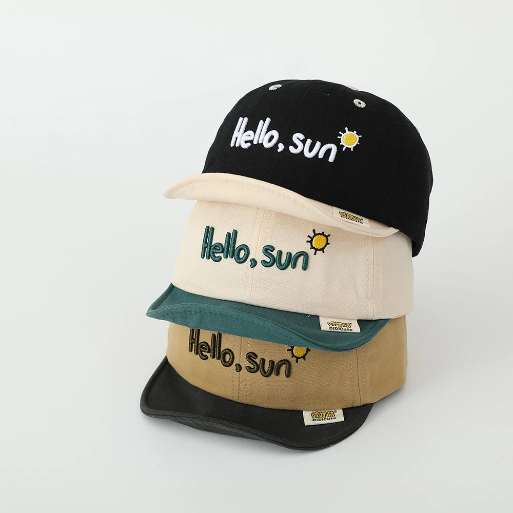 

Cute Letter Baby Baseball Cap Vintage Patchwork Soft-brim Peaked Hat for Toddler Boy Girl Summer Soft Cotton Kids Sun Hats