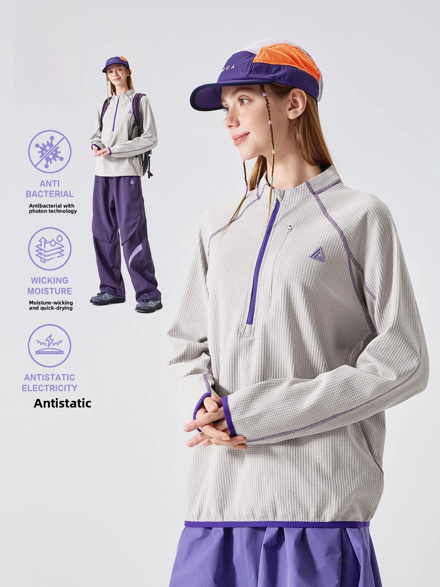 

LAZY DAY Outdoor Long Sve T-irt Women's Autumn f Zipper Cycling Top Qui Dry Sportswear Stand Fit Polyester Fiber