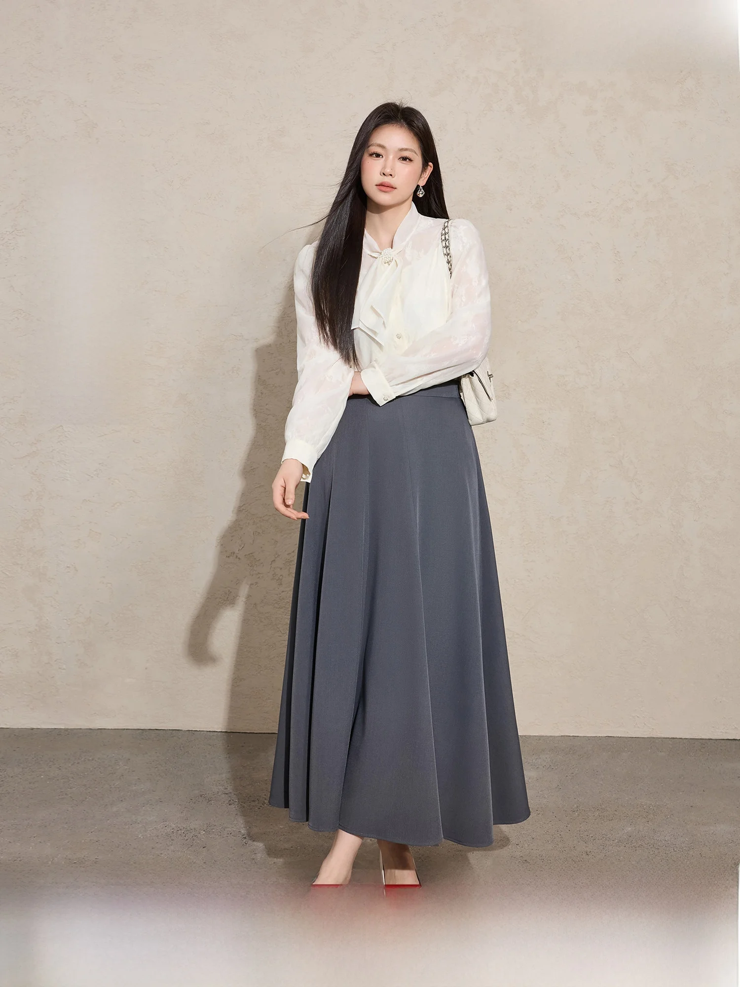 

Юбка А-силуэта с высокой талией и эффектом драпировки для полных женщин от Blue Language, удобная для повседневной носки, весна 20...