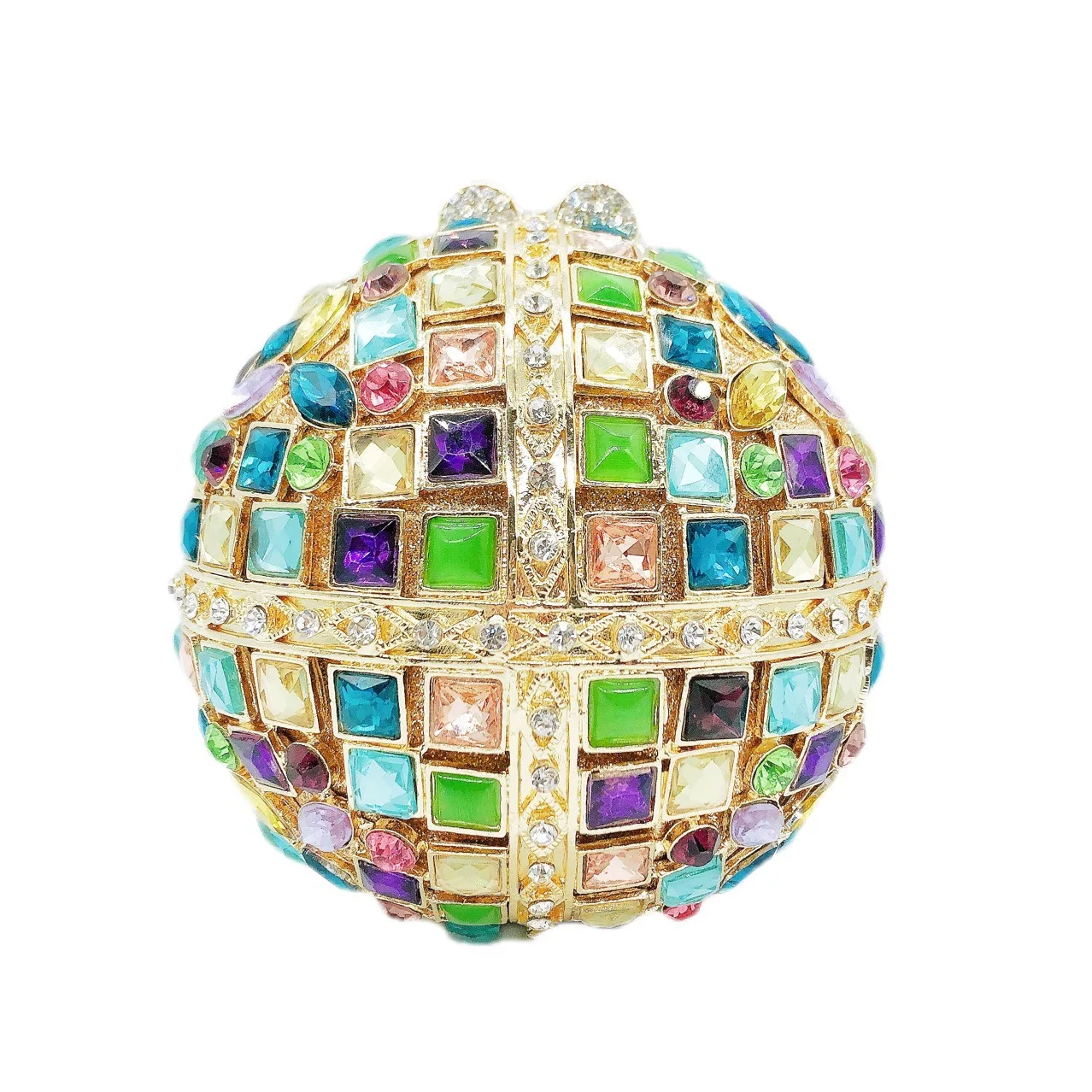 

10.5x10.5CM New Colorful Glass Rhinestone Ball Bag Strand Empty diamond-studded Dinner Bag Banquet Hand Women Bag A7628