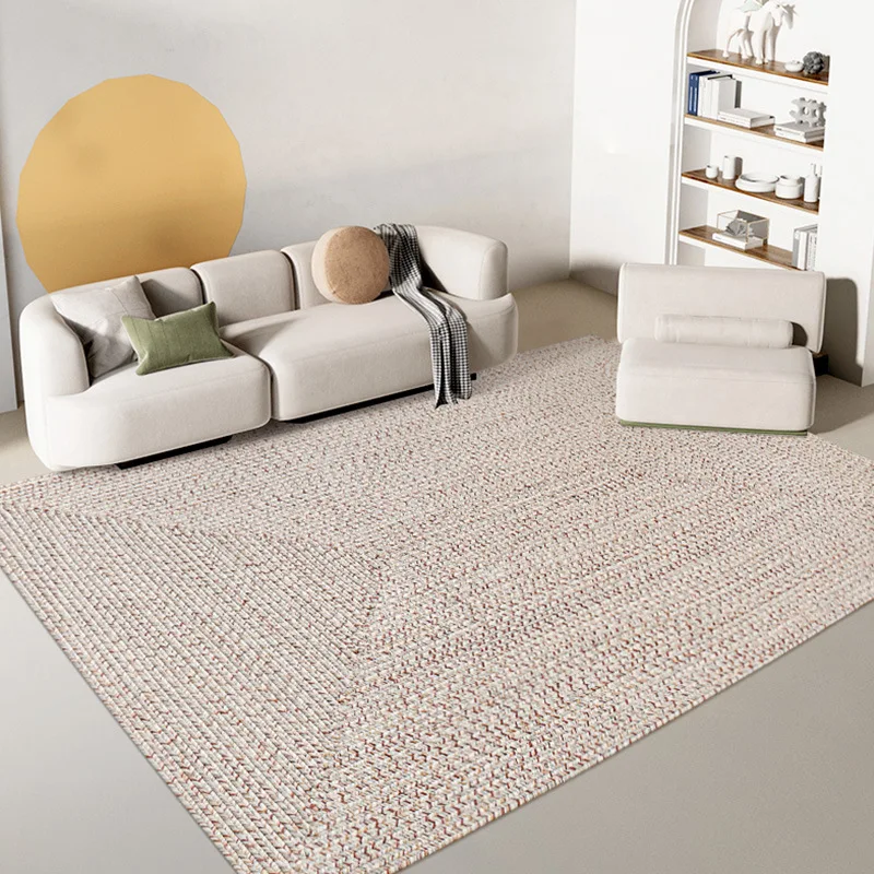 Minimalism Solid Color Carpet Bedroom Cotton Hand Woven Area Rug for Living Room Oval Floor Mat Bedside Rugs Modern Customize