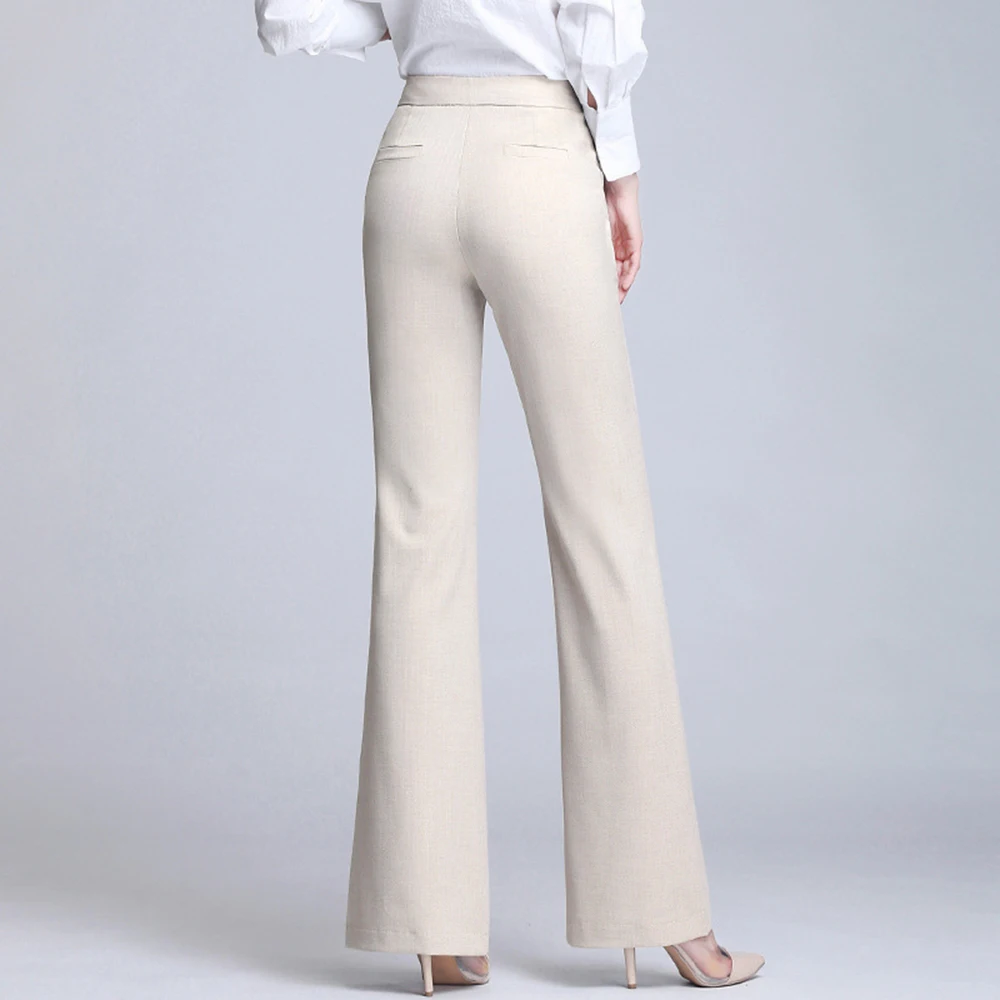 Imagem -04 - Calça Larga Feminina Justa de Escritório Cintura Alta Fina Design Coreano Tamanho Grande Primavera Verão Nova Moda