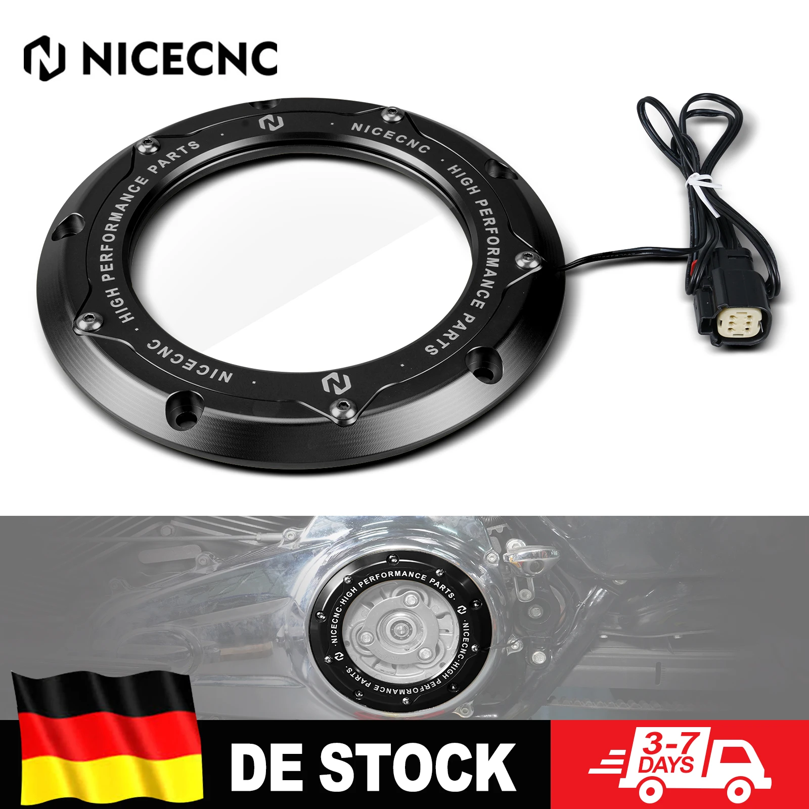 Klare Derby-Abdeckung mit LED-Streifen für Harley Street Glide Road Glide /Special 2016-2024 Road King/Special Ultra Limited Tri Glide