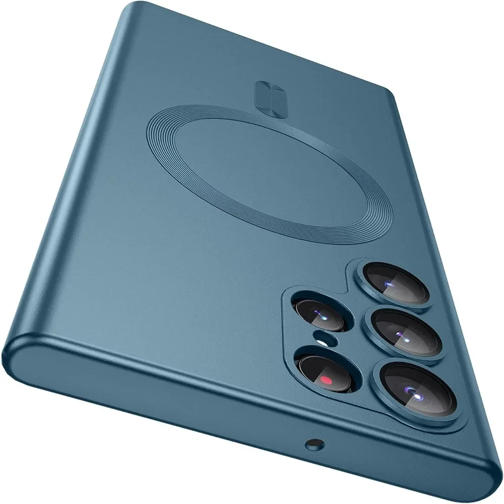 Luxe Matte Magsafe Case Voor Samsung Galaxy S24 Ultra S22 S23 FE S21 Plus Bumper Shockproof Soft Cover Camera Lens protector