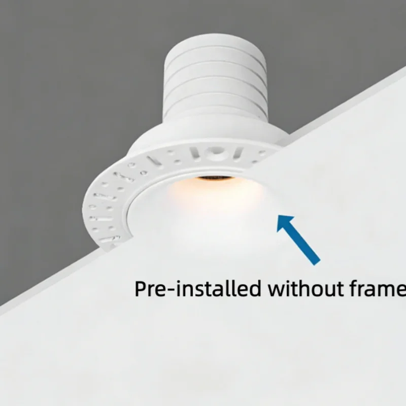 Curved surface edgeless pre-installed recessed lighting without main light and secondary light spot ceiling plaster lamp