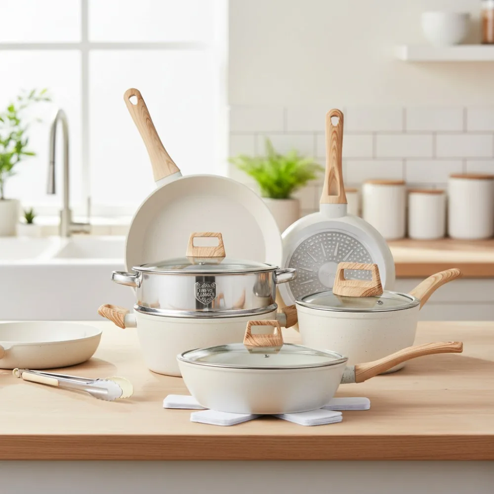 

16PCS Nonstick Cookware Set with Pots Pans Kitchen Utensils for Home Cooking