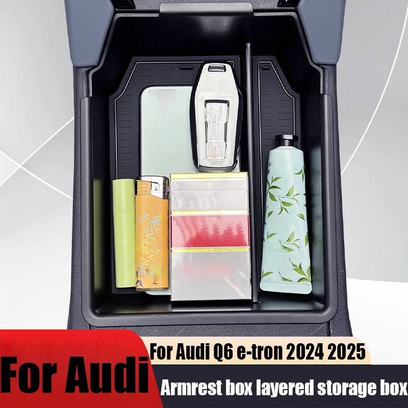 

Органайзер-подлокотник многоуровневый для Audi Q6 e-tron 2024-2025: аксессуар для тюнинга салона, противоскользящий, для хранения вещей