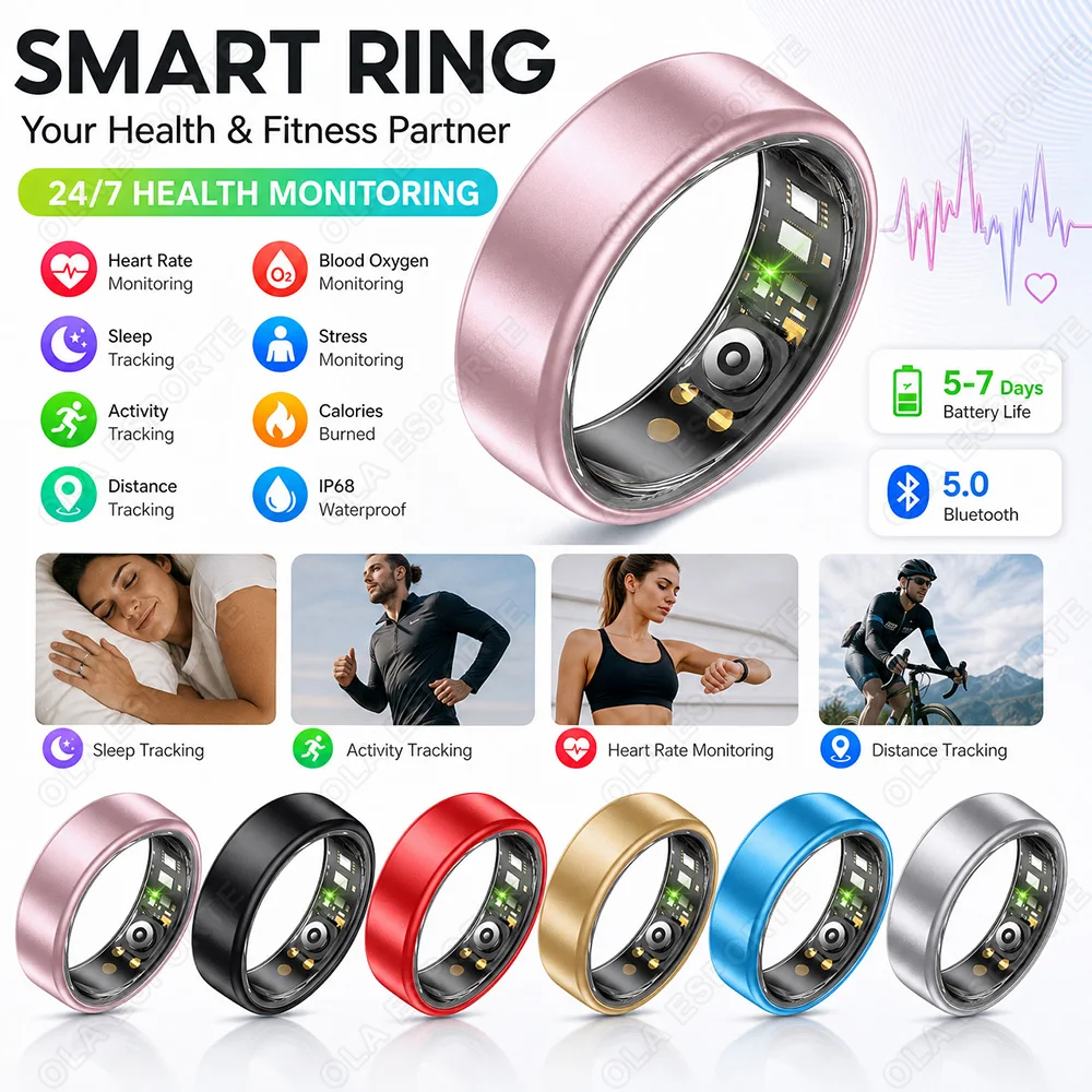 R10 Smart Ring with Charging Case Multi-color Ring Men Women Health Sleep Heart Rate Monitoring Waterproof Multi-sport Mode R12