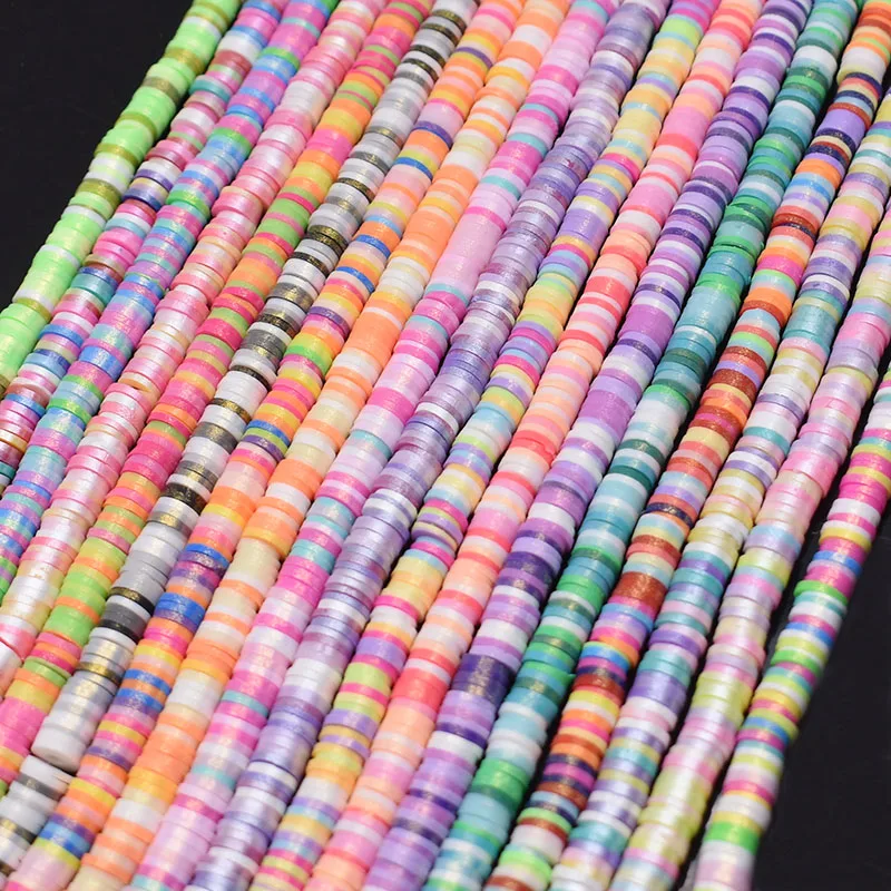 

Pearlescent Color 6mm Jewelry Findings Flat Round Polymer Clay Beads Spacer Loose Beads For Jewelry Making Bracelet Accessory