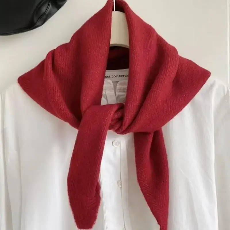 Korean Style Wool Knitted Triangular Scarf Women Headscarf Knitted Scarf Multi-functional Warm Knitted Scarf