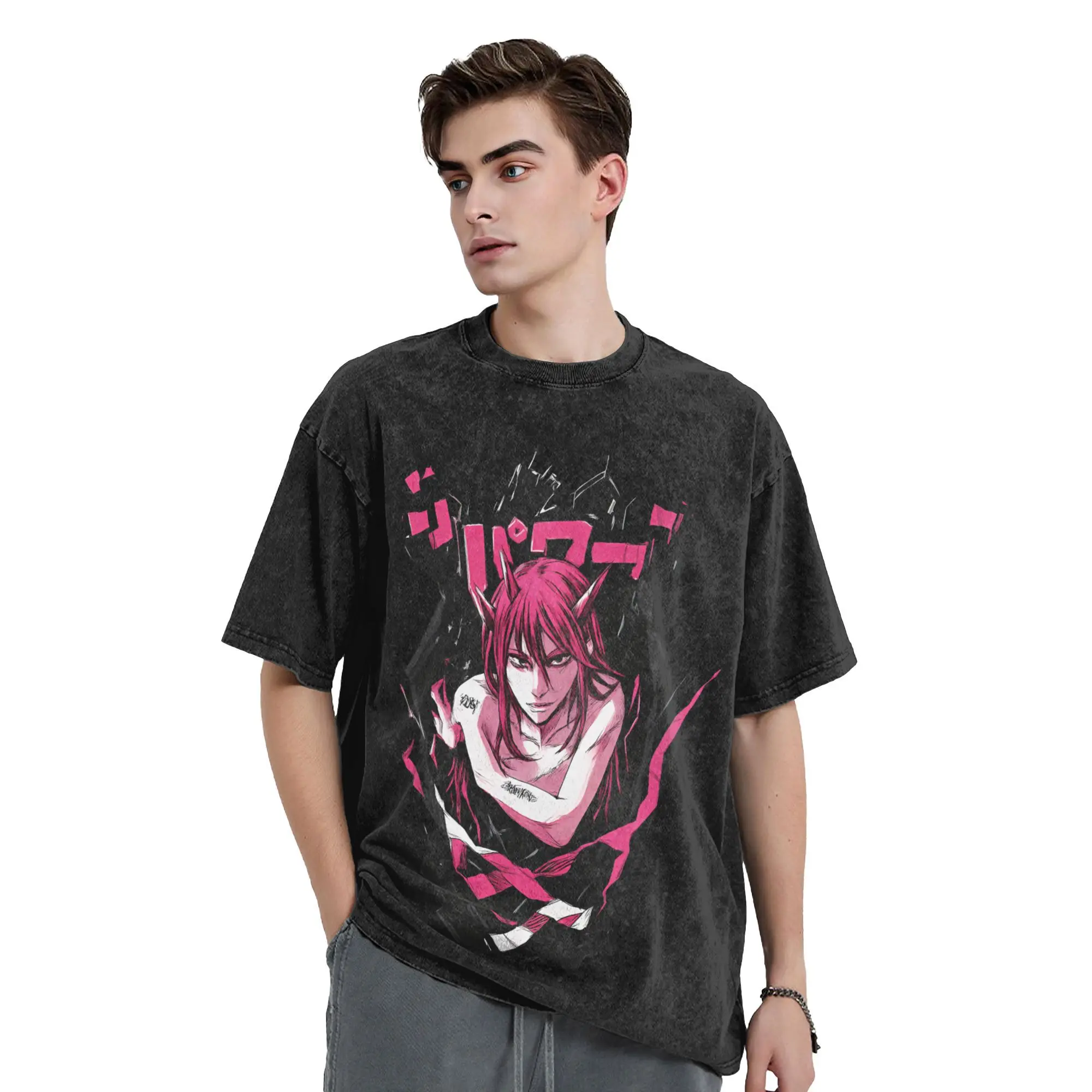 تي شيرت Elfen Lieds للرجال من القطن الكلاسيكي برقبة دائرية وأكمام قصيرة للصيف