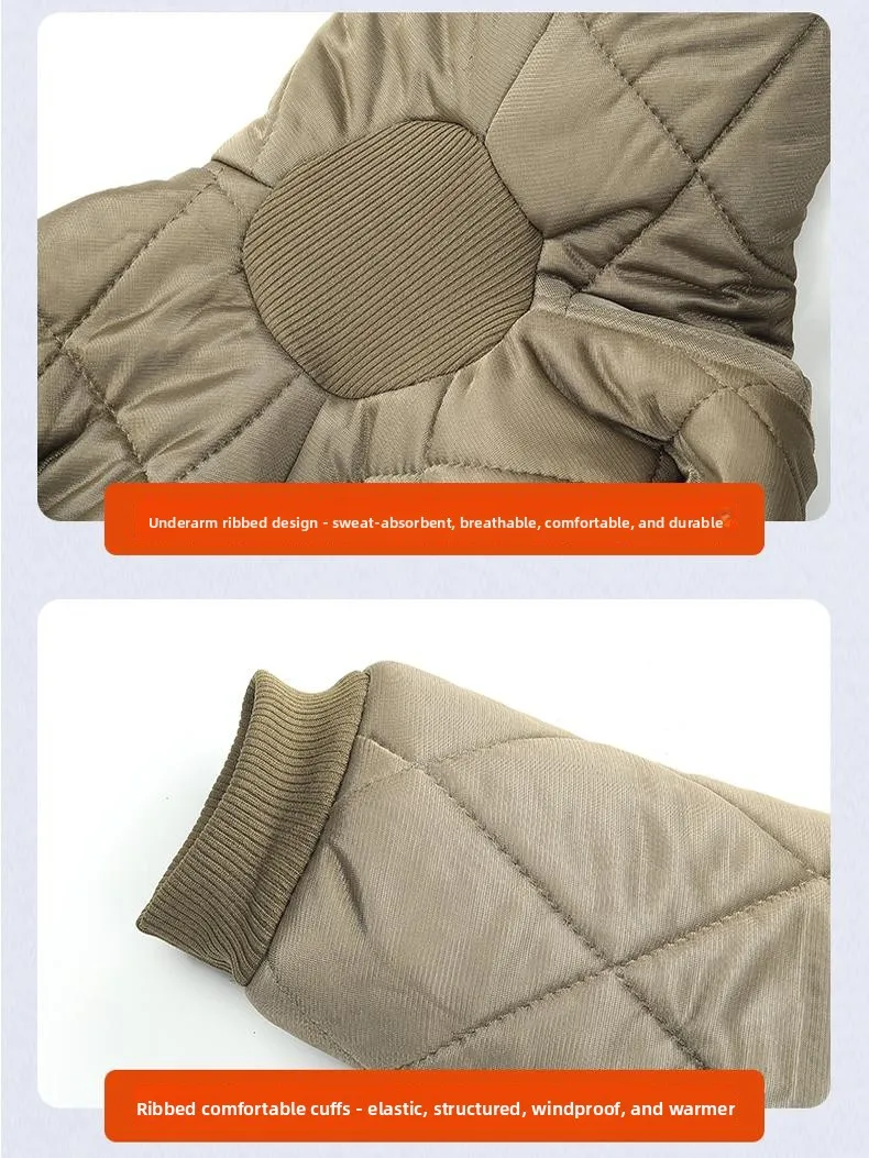 

Men's Winter Thiened Fce Lined Jaet And Pants Workwear Cotton Suit Elastic Cold Resistant Thermal Cotton Clothing Set