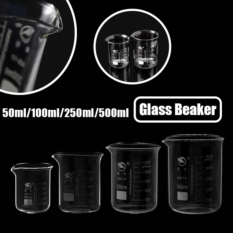 Lab 50ml-500ml Borosilicate Glass Beaker Glass Beakers Measuring Cup Chemistry Laboratory Equipment