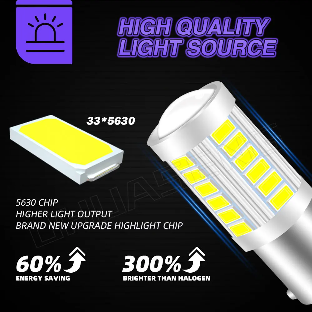 UHUASENG 2PCS R5W 1156 T20 P21W 1157 7440 7443 BA15S BAY15D R10W WY21W W21W P21/5W W21/5W Led Bulb Signal Lamp Car Parking Light