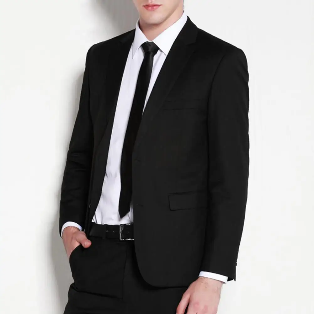 

Elegant man suit Lapel Long Sleeve Flap Pockets Buttons Closure Men Blazer Spring Autumn Suit Jacket