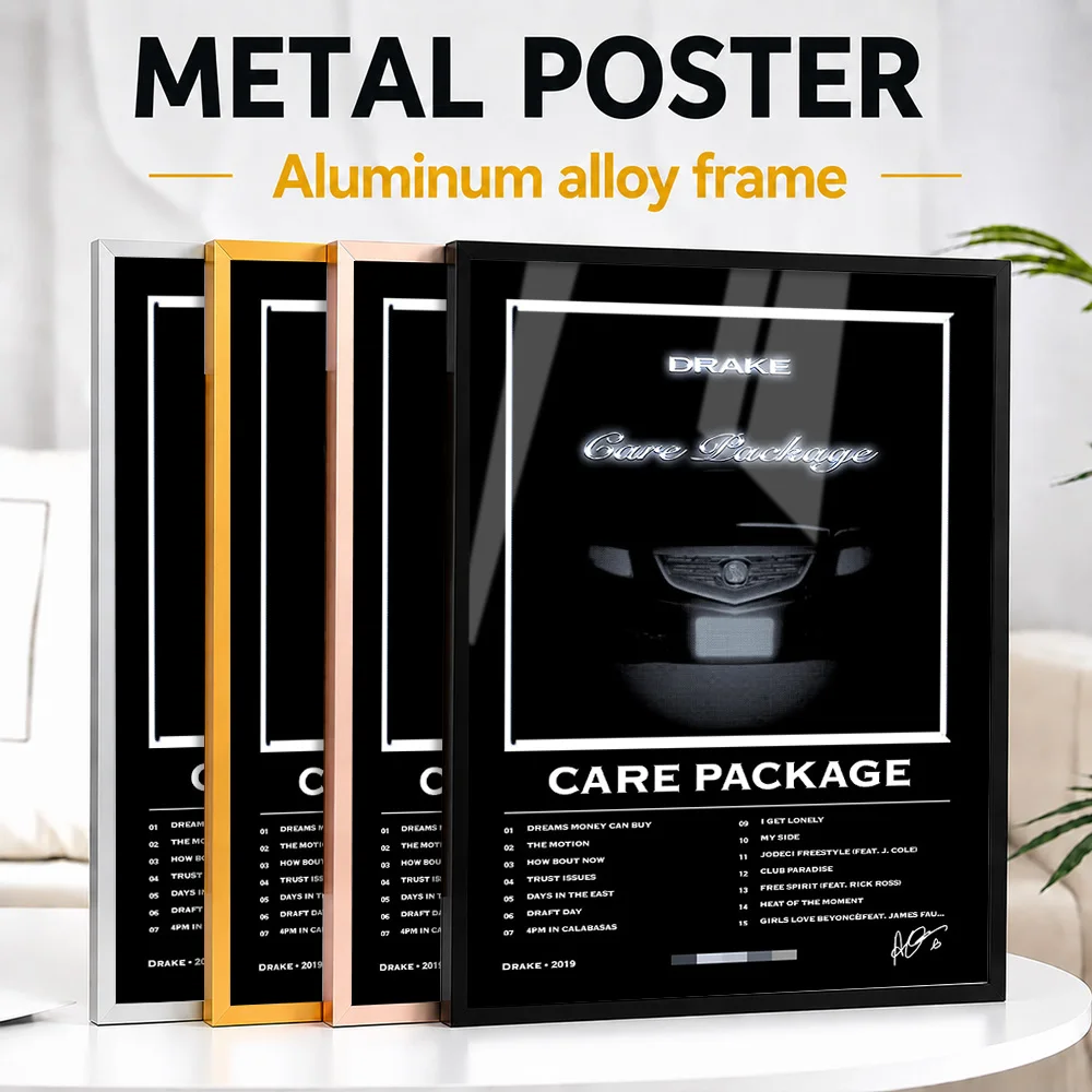 Drake Care Package Album Metal Poster With Aluminum Alloy Frame Personalized Hip Hop Tribute Wall Art Ideal For Recording Studio