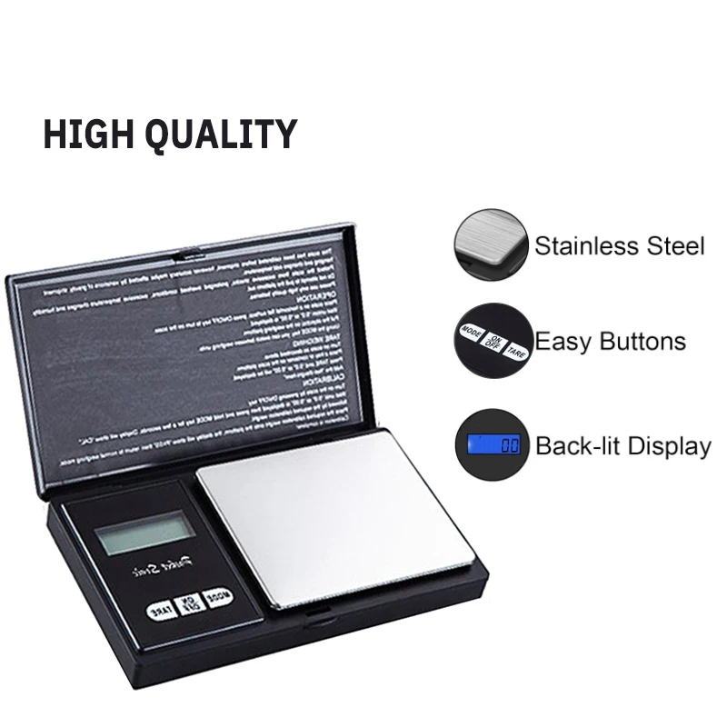 1 PC Mini Flip Jewelry Scale with An Accuracy of 0.01g Portable Pocket Small Electronic Scale High Quality Screen Backlight