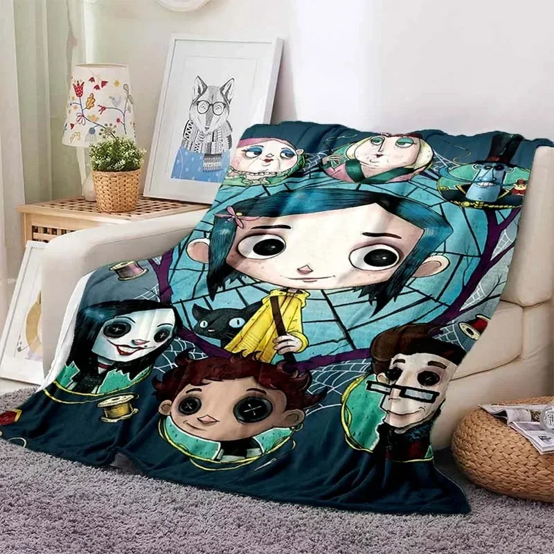 3D Print C-Coraline Animate Movie  Blanket,Warm and Soft Blanket  For Couch Sofa Office Home Travel Camping Birthday Gift