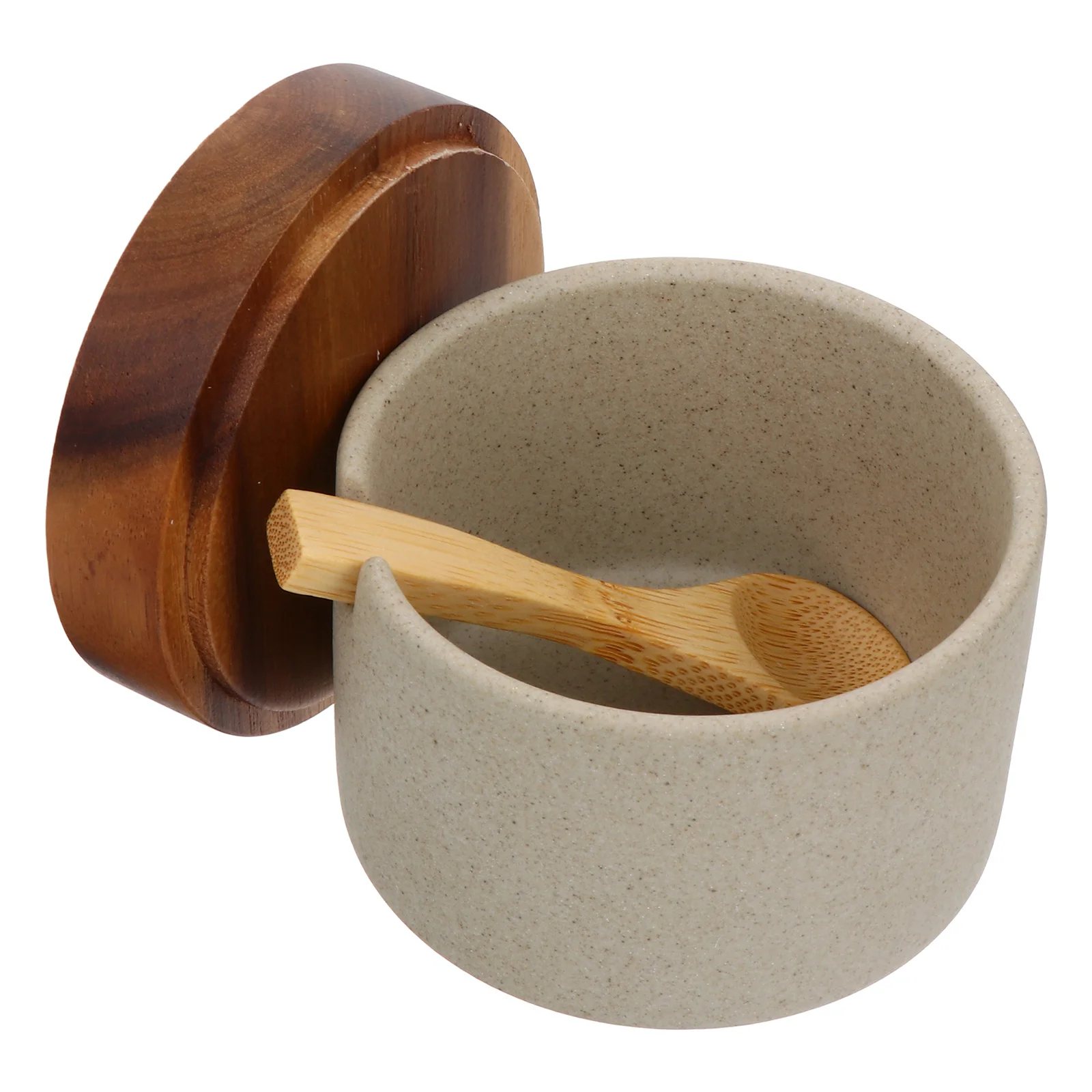 

Ceramic Wood Seasoning Jar Set Condiment Storage For Kitchen Use Spice Holder Salt Sugar Organizer Kitchenware