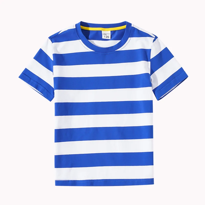 DE PEACH 2023 Summer Baby Boys Short Sleeve T-Shirt Kids Girls Striped Tshirt Toddler Children Cotton Casual O-Neck Tops Unisex