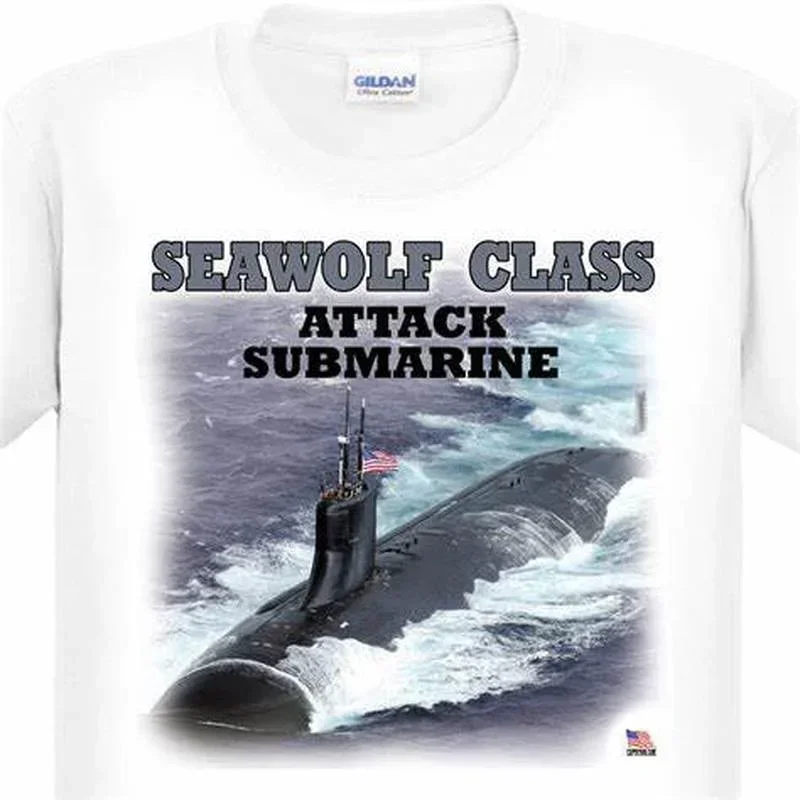 

USA Seawolf Class Attack Submarine Men T-Shirt Short Sleeve Casual 100% Cotton O-Neck Summer Shirt
