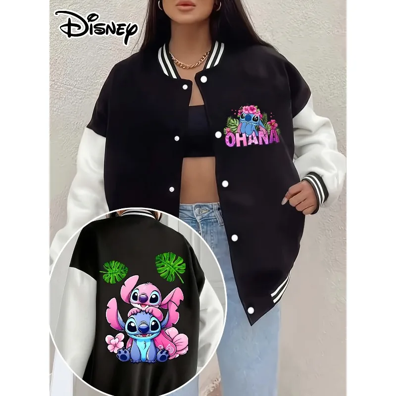 

Женская куртка Disney Stitch Angel Love с героями мультфильмов, осень/зима, новая повседневная модная уличная одежда унисекс