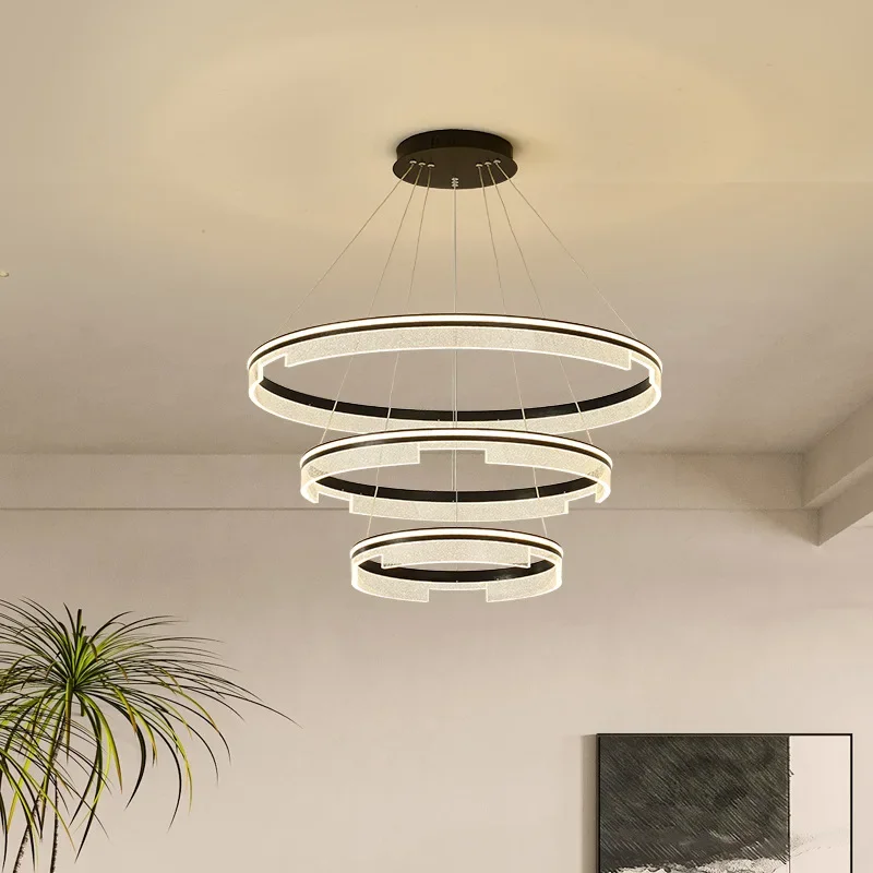 

SANDYHA Nordic Style Multi Ring Chandelier Bedroom Modern Simple Round Minimalist Led Lamp Home Parlor Restaurant Pendant Lights