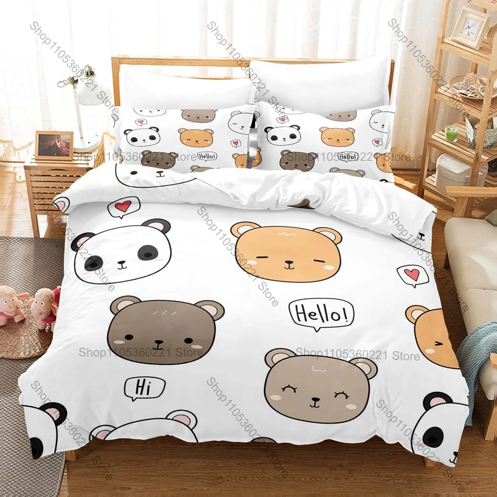 oil painting Bear Three Piece Bedding Set Luxury Comforter Set with Queen King Size Including Personality Kawaiis pillowcase