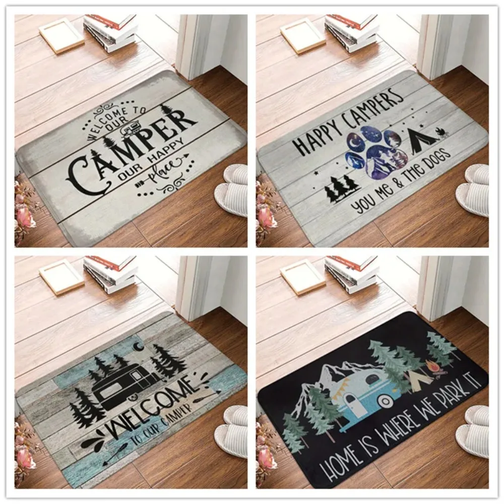 

Camper Welcome Entrance Doormat 100% Polyester Home Decor Carpet Indoor Outdoor Floor Mat Living Room Bedroom Bath Kitchen Rug