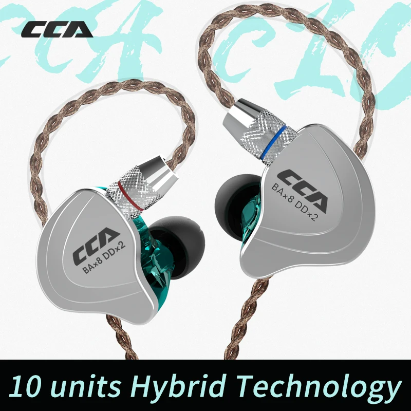 CCA C10 in Ear Monitor Headphones 4BA+1DD Hybrid Technology HiFi Earphones Active Noise Cancelling Monitor Music Sport Headset