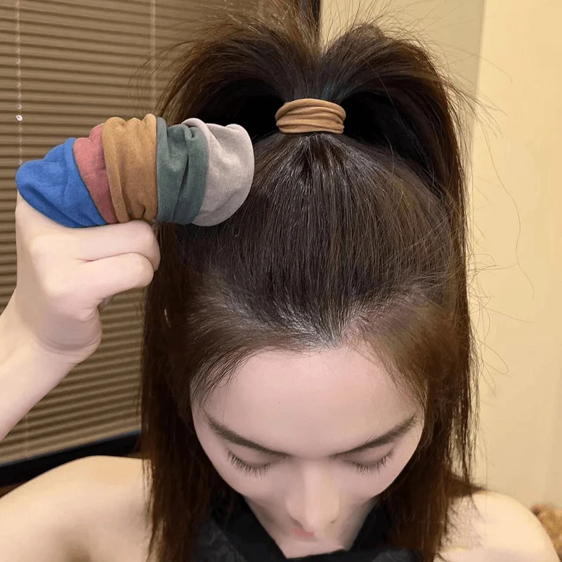 4er-Set Solide Breite Verdickte Haarbänder Damen Pferdeschwanzhalter Haargummis Scrunchies Gummibänder Korea Mode Haaraccessoires