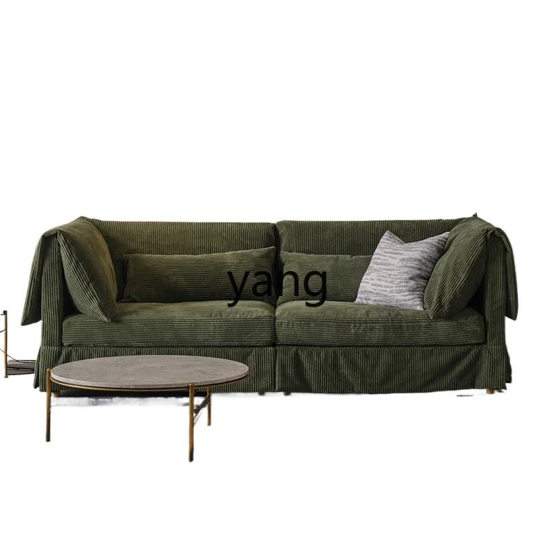 

CX Vintage Corduroy High Backrest Sofa Qianyu Fabric Sofa Straight Row