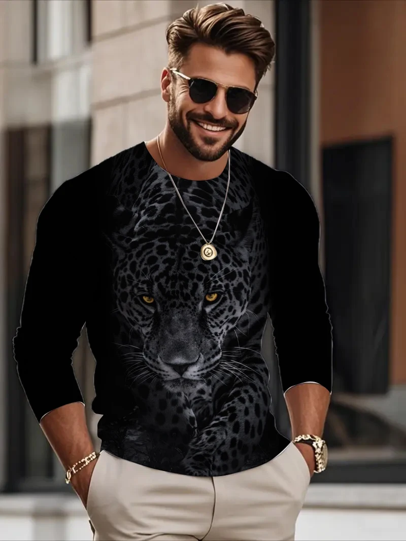 

Funny 3D Letter Print T Shirt For Men Fashion Solid Color Long Sleeved T-Shirts Casual O-neck Sports Tops Autumn Loose Pullover