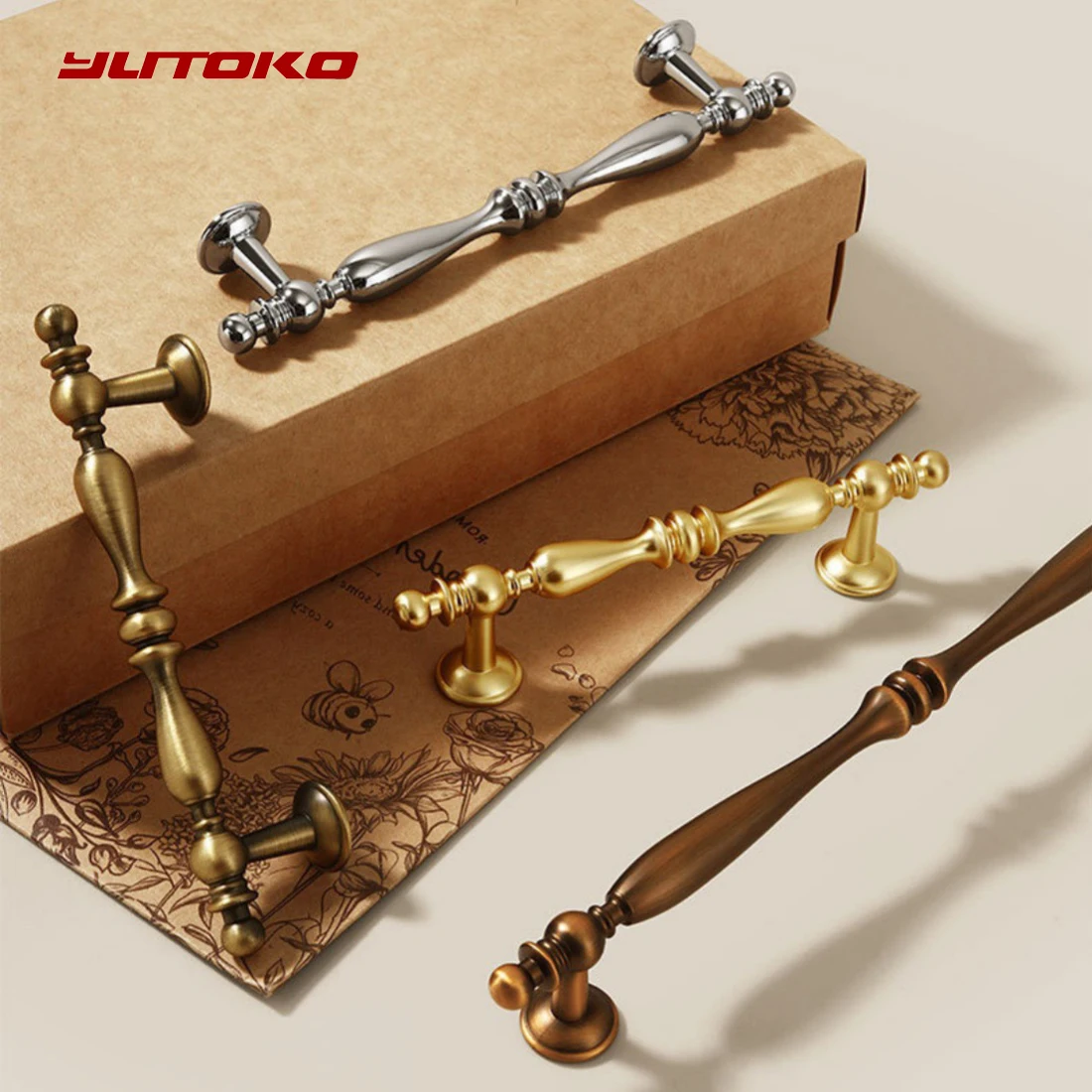 Zinc Alloy Cabinet Door Handle Light Luxurious Modern Simple Wardrobe Door Handle Solid Antique French Style Cabinet Hardware