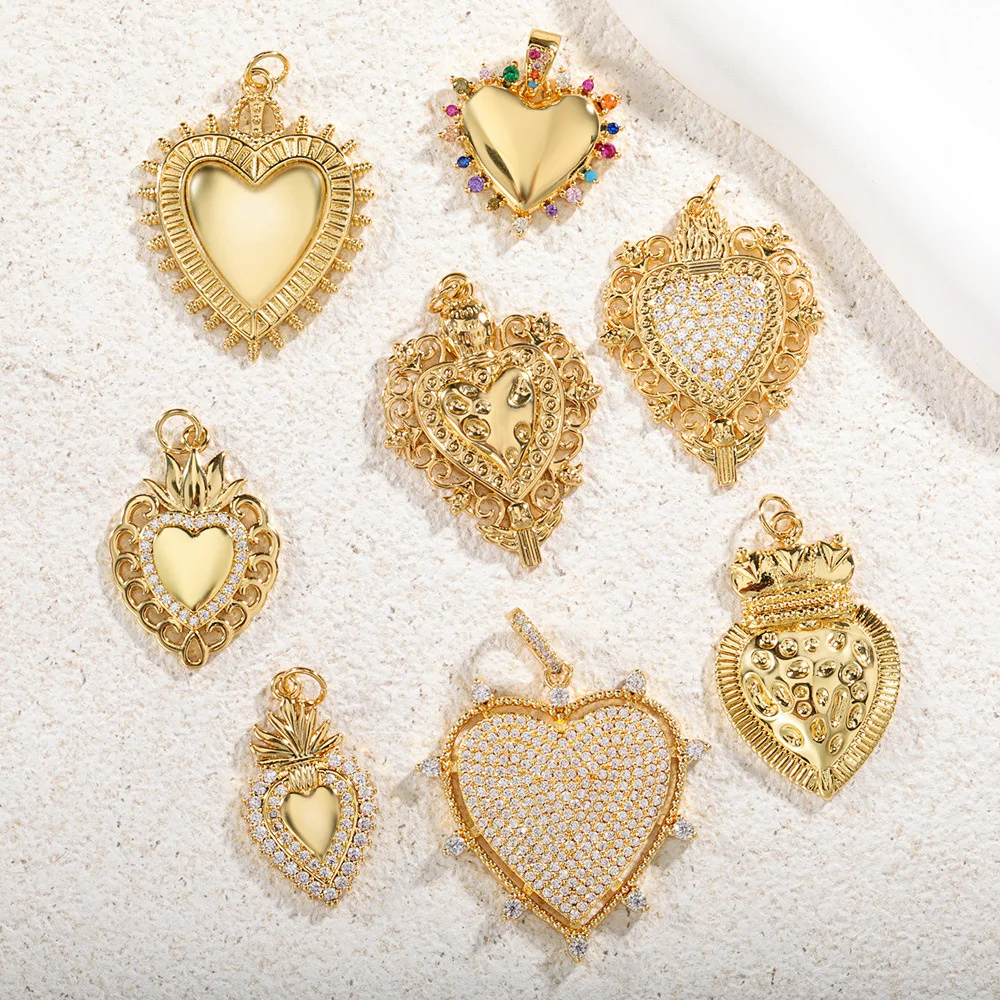 Diy Phone Charm Christmas Luxury Copper Gold-Plated Zircon Crown Heart Pendant Bag Charms Bracelet Necklace Jewelry Accessories