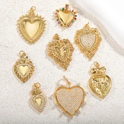 Diy Phone Charm Christmas Luxury Copper Gold-Plated Zircon Crown Heart Pendant Bag Charms Bracelet Necklace Jewelry Accessories