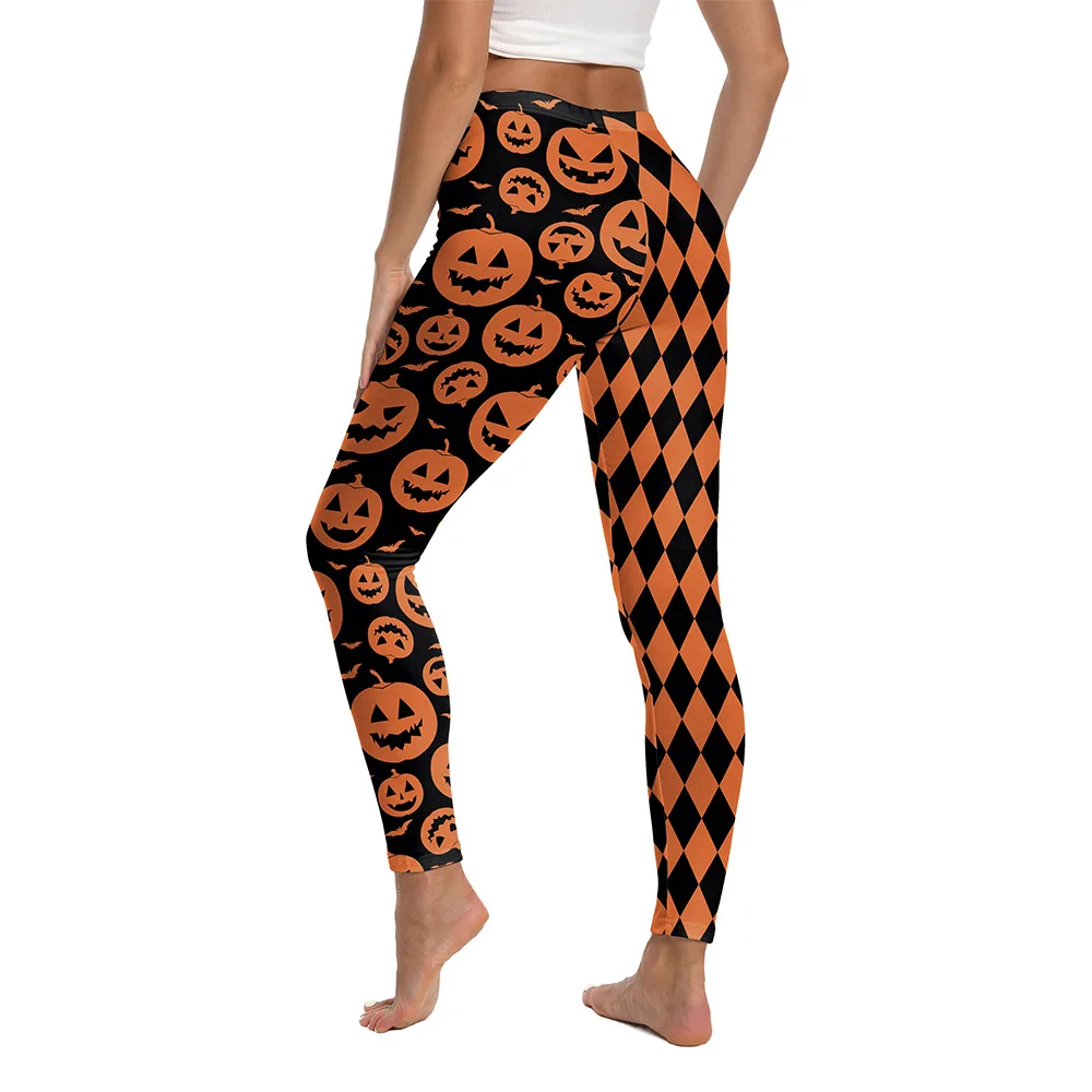 Vrouwen elastische legging Halloween pompoen print vakantie feestkostuum grappig thema rollenspel legging