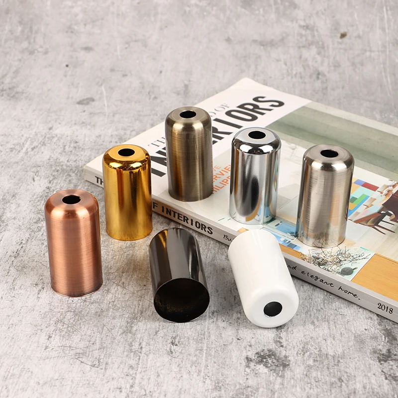Iron Lamp Cup E14 Socket Lampholder Cover Retro Metal Lamp Base White/Black/Gold/Bronze/Chrome Lighting Accessories Dia30xH55mm