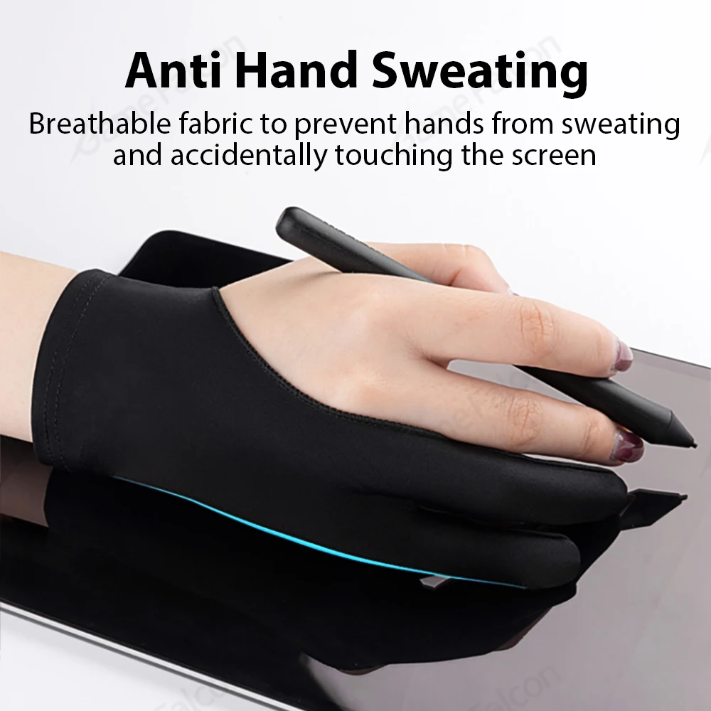 Black Two Finger Anti Fouling Glove For Tablet Phone Drawing Write Gloves For Ipad Pro Air Mini Anti Accidental Contact Gloves