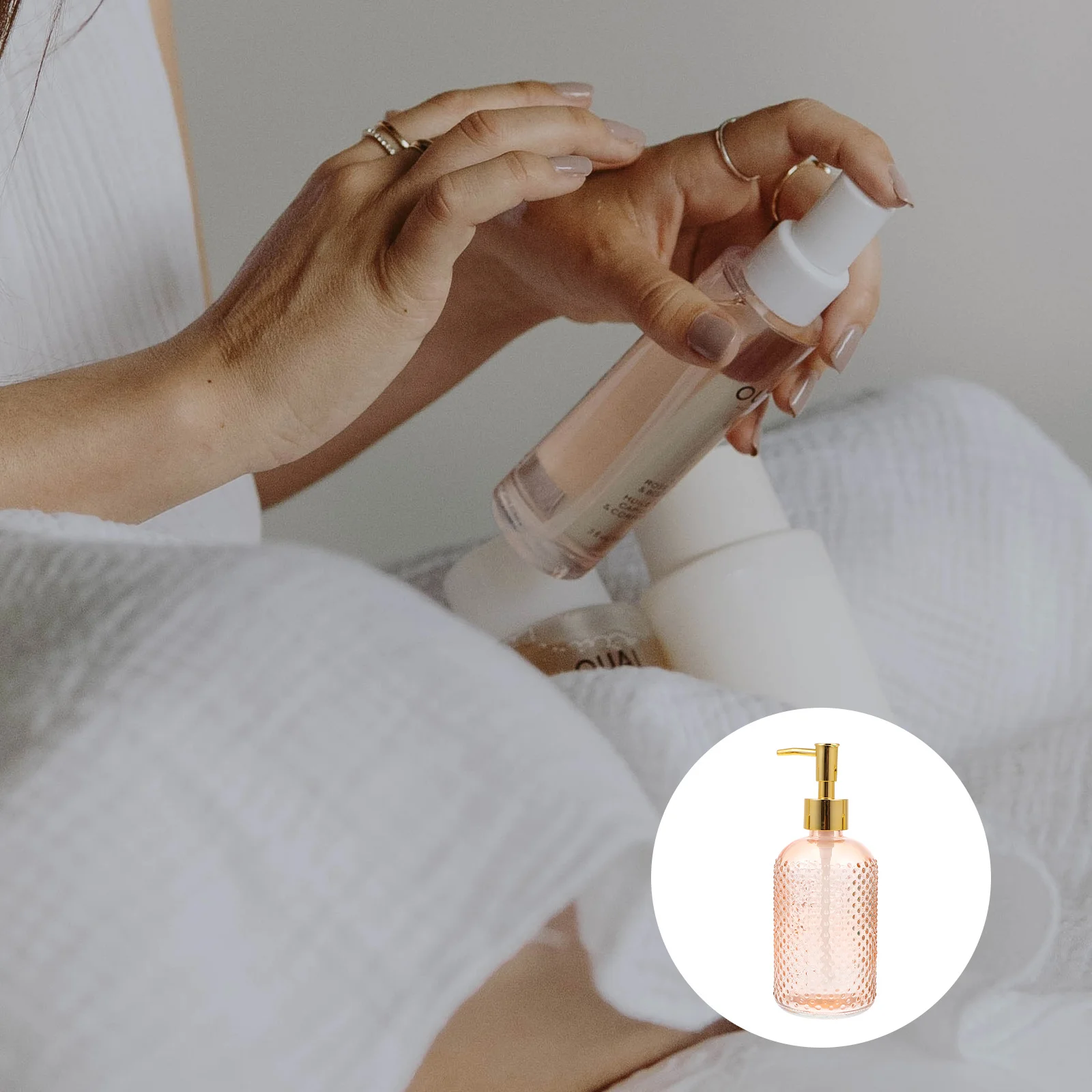 

3 Pcs Empty Refillable Bottle with Pump Lotion Glass Pressure Home Shampoo Bottles Clear Soap Dispenser