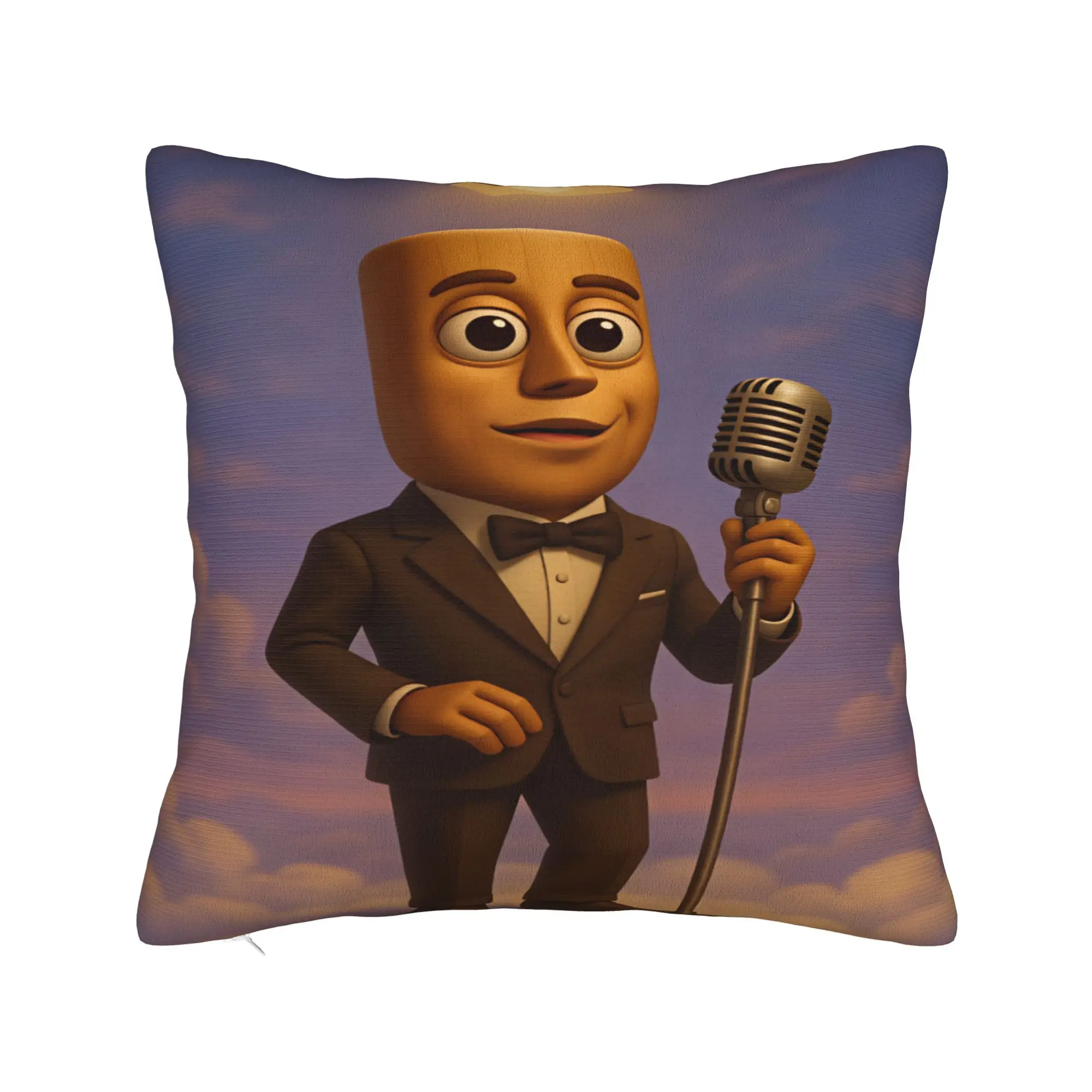 Tung In Formal Suit Holding Vintage Microphone Cloudy Sky Pillow Case  Soft Pillow Cover For Living Room Sofa Cushion Cover