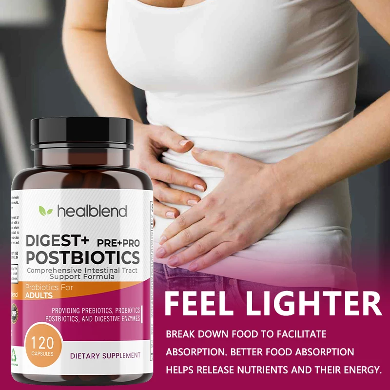 Prebiotics + Probiotics and Digestive Enzymes - for General Gut Health, Improved Digestion, and Relief of Stomach Discomfort