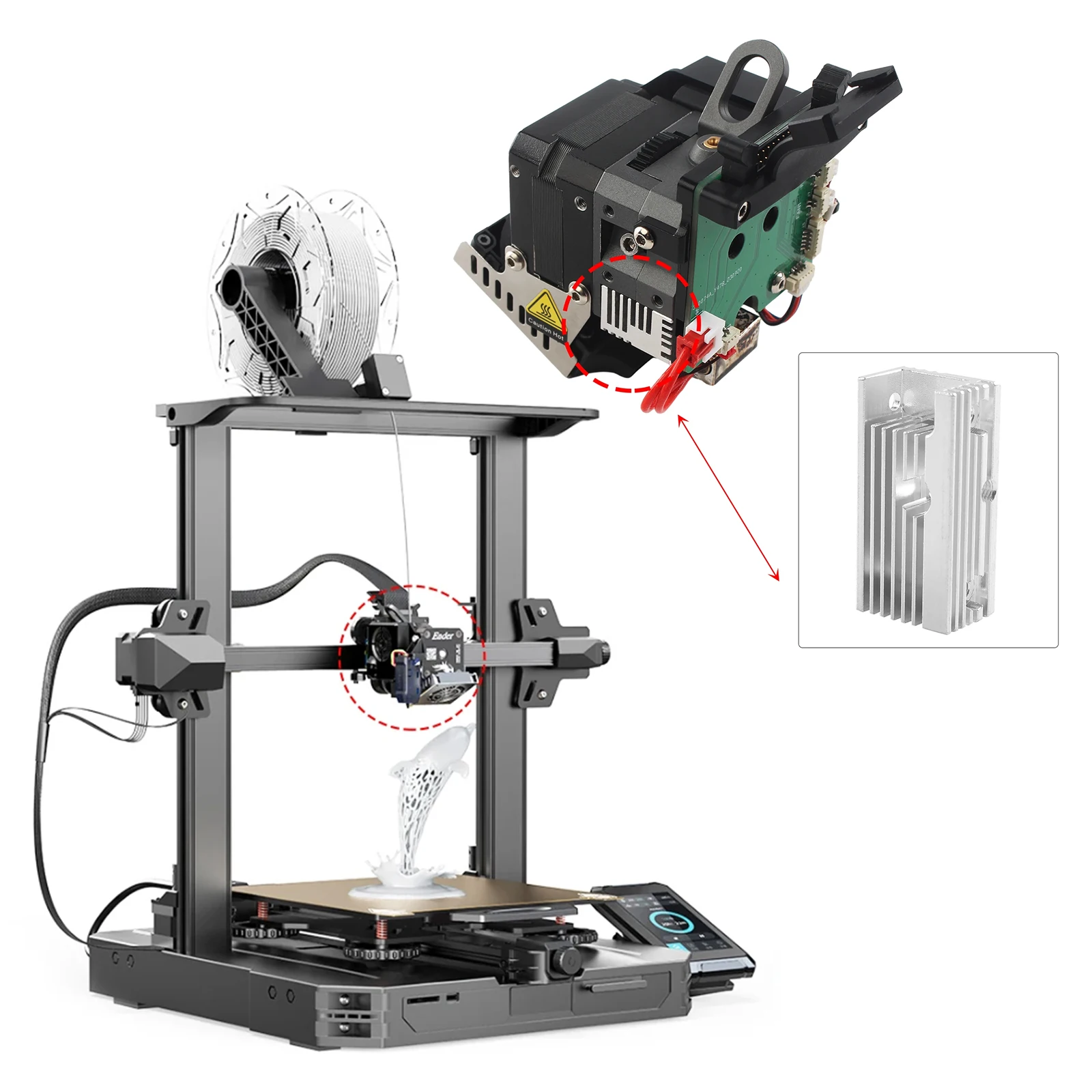 Sprite Extruder Aluminium-Kühlkörper Kühlblock für Ender3 S1 Plus Pro/CR10 Smart Pro/Sermoon V1 Pro 3D-Drucker – Detail 1