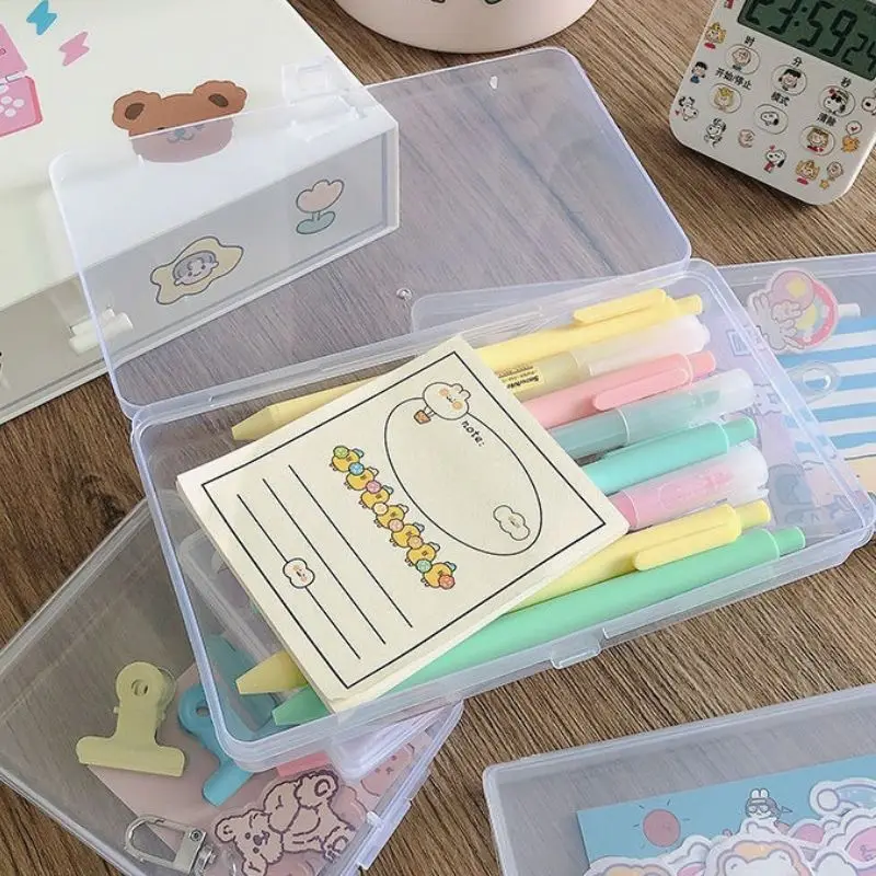 1pc Scrapbook Storage Box Dustproof Accessory Storage Container Stationery Sticker Container Transparent Large Storage Case