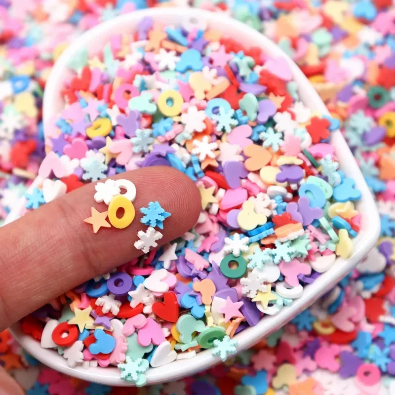 Polymer Clay Slimes Slices DIY Crafts Tiny Cute 4-6mm Star Heart Snowflake lip Charms Clay for Nail Art Slimes Toy Decor